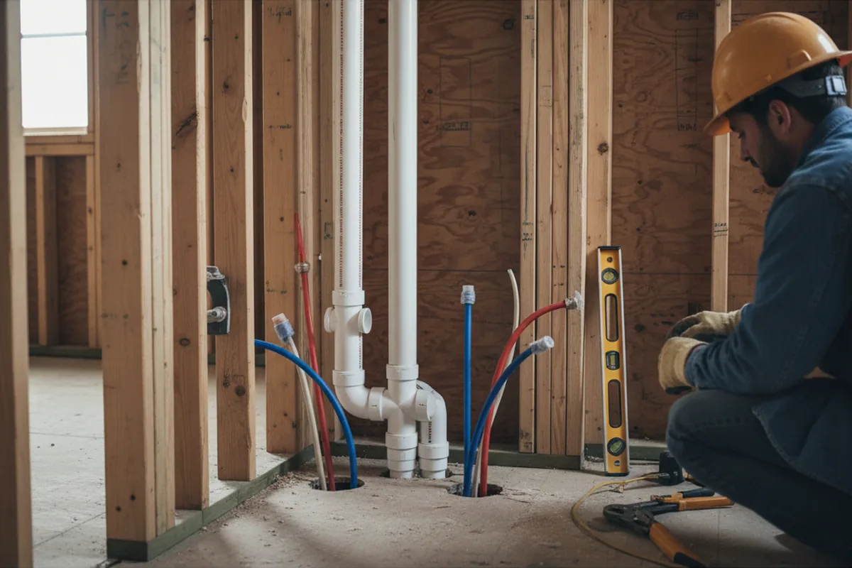 Drain and supply rough-in during Drain Cleaning in Sadler