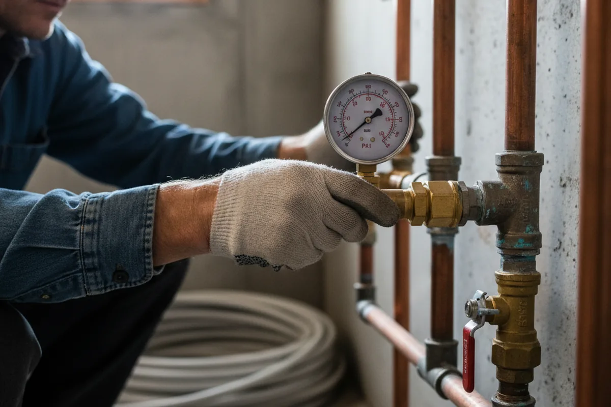 Pressure testing a repaired line during Water Line Repair in Sadler